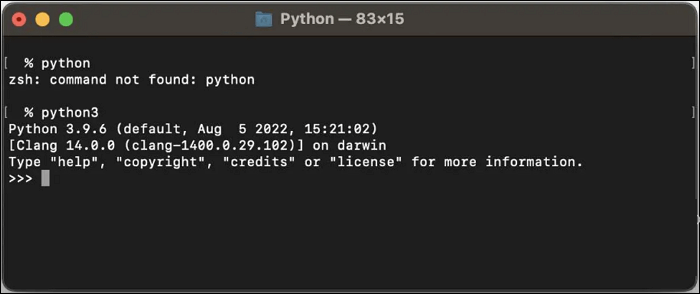 make sure Python is installed install python3