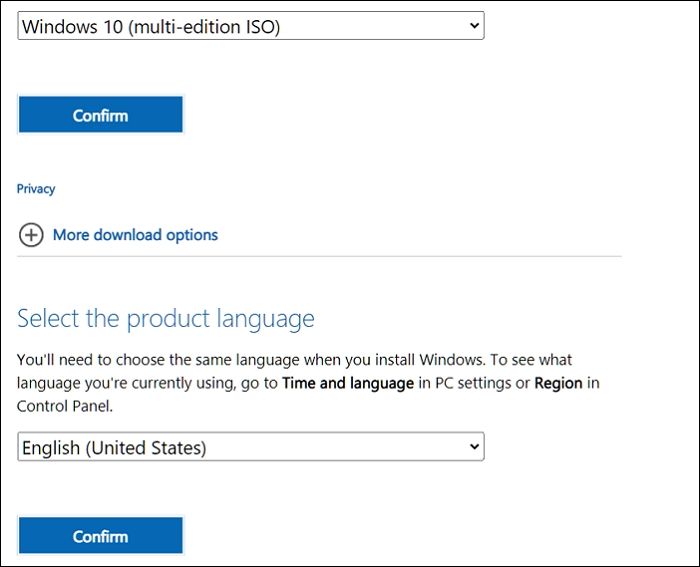 Select product Language