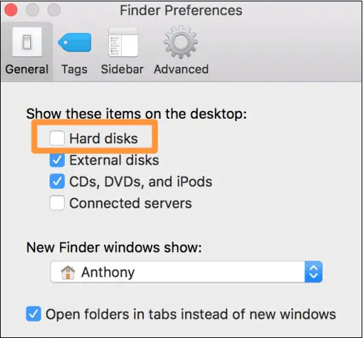 show hard drives on Mac desktop -  2