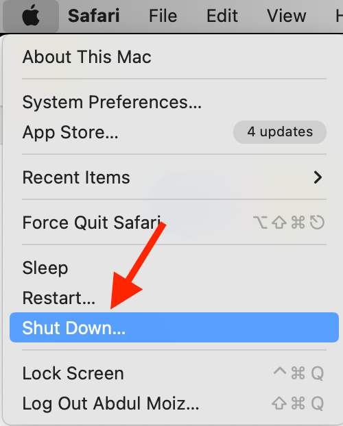 shut down Mac