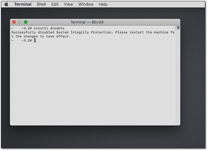 Csrutil disable Terminal