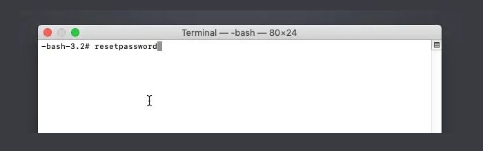 Type Reset password command on the terminal