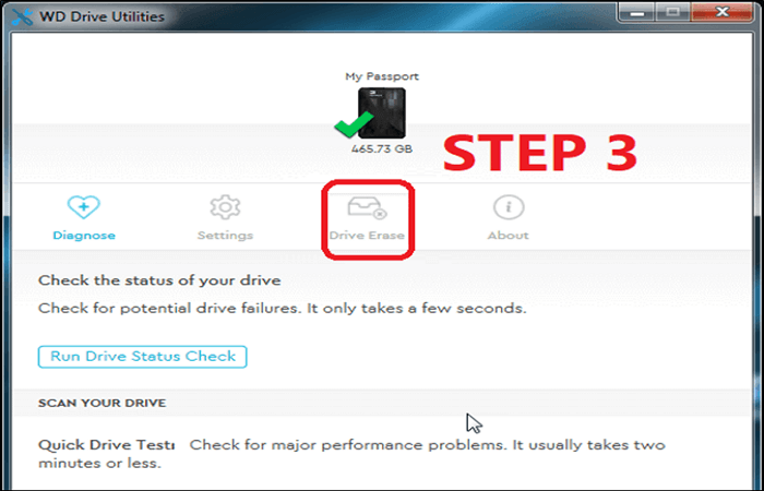 click Drive Erase option