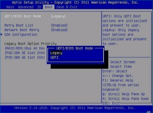 uefi/bios boot mode