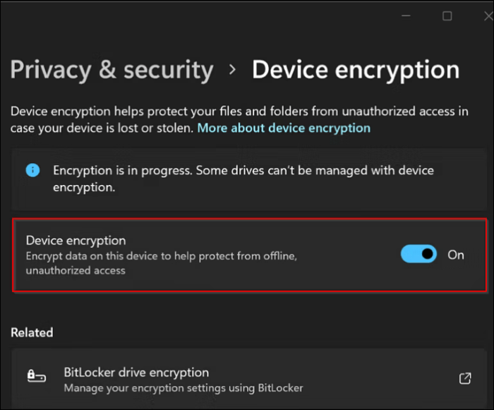 turn off device encryption