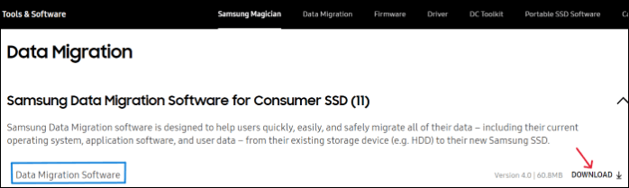 download the latest version of samsung data migration