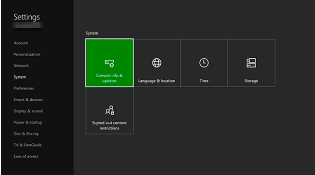 Console info & updates on Xbox One