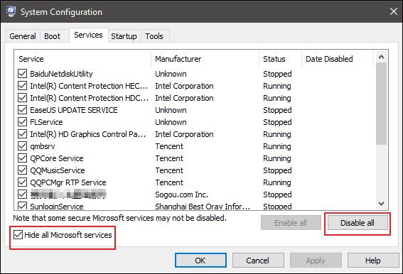 Disable Non-Microsoft Services