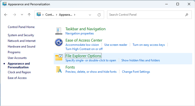 File Explorer Options