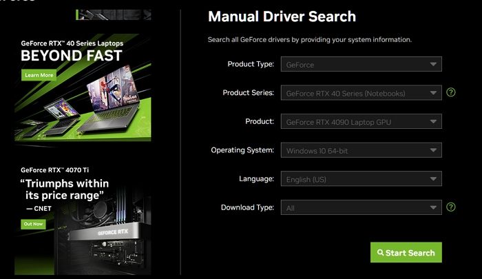 Manual Driver Search