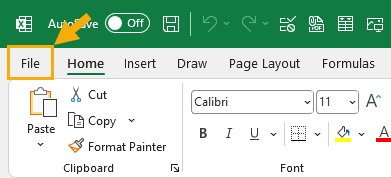 Microsoft Excel File menu