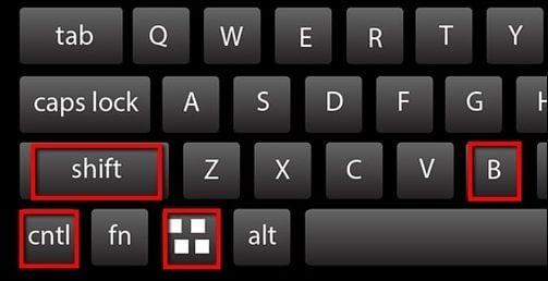 press ctrl, shift, and b key