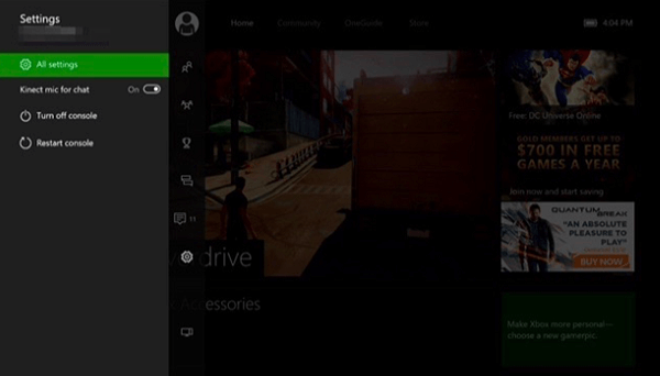 select all settings on Xbox One