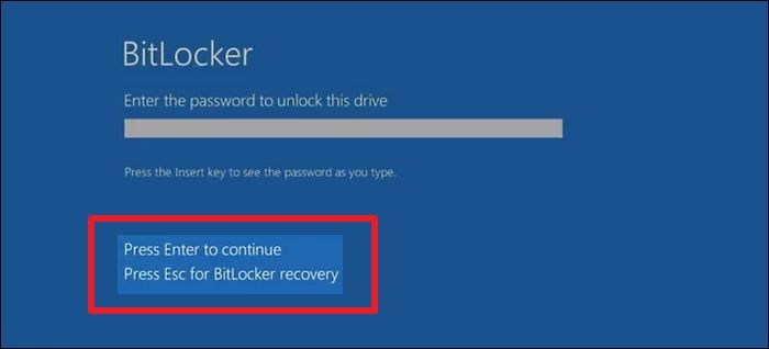 Press Esc for Bitlocker Recovery