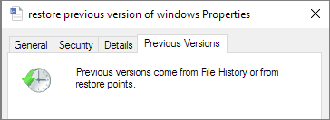 recover data from previous version in Windows 10