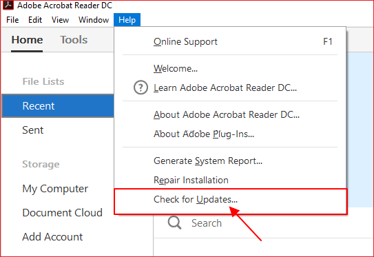 Repair Blank PDFs by Updating Adobe Acrobat