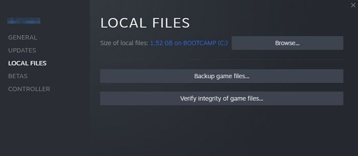 Verify the Integrity of game files