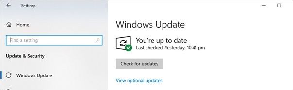 check for Windows update