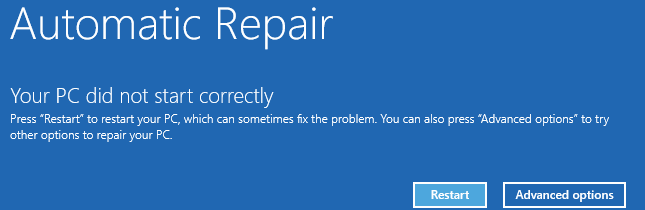 automatic repair page