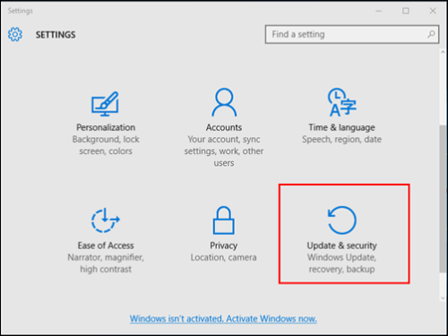 open setting and click update security