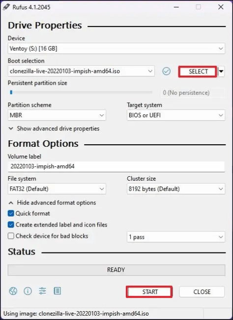 download the iso file from clinezilla