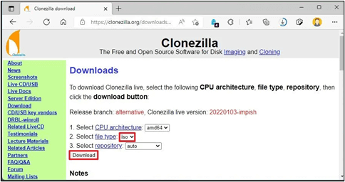 download clonezilla file