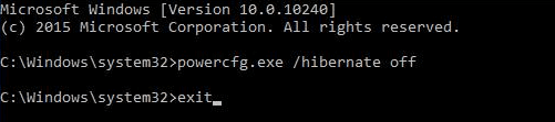 Turn off hibernation from the command line