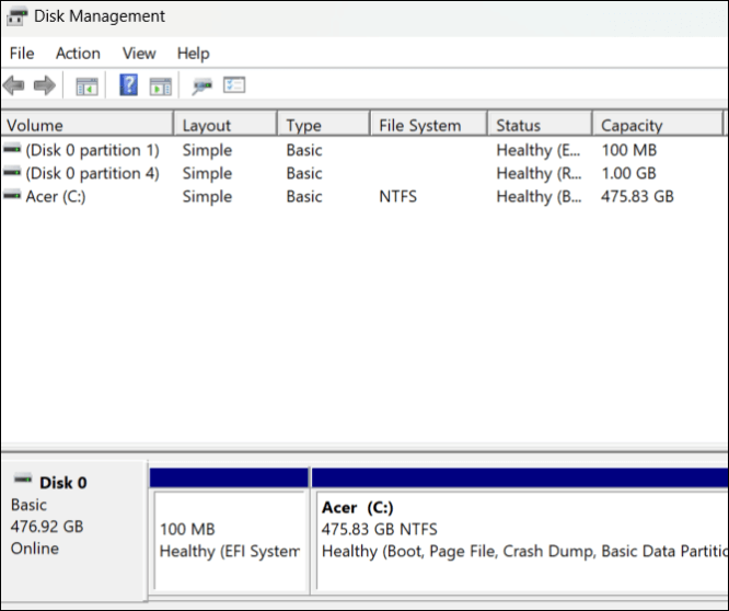 extend system recovery partition from disk management tool