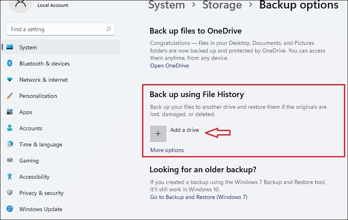 back up using file history