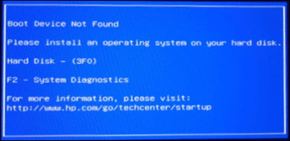 Boot device Not Found Error