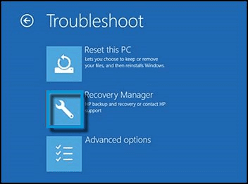 Click Recovery Manager in Troubleshoot section