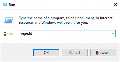 Open registry via run dialog box