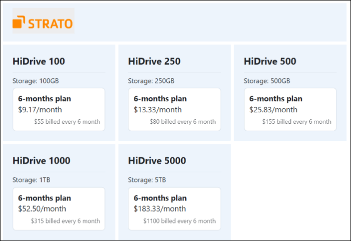 hidrive pricing plans