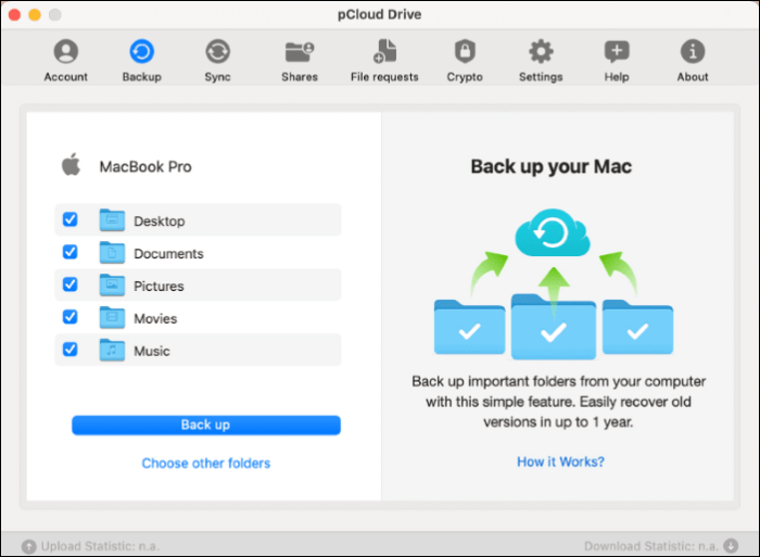 select what you want and click backup