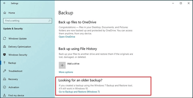 go to backup and restore