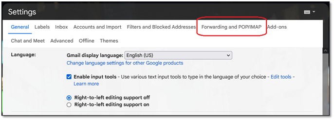 Forwarding and pop/imap