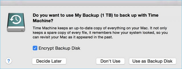 use external hard drive as the backup disk