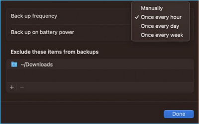 change backup frequency