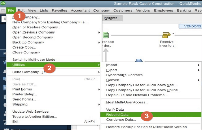 use quickbooks rebuild data utility