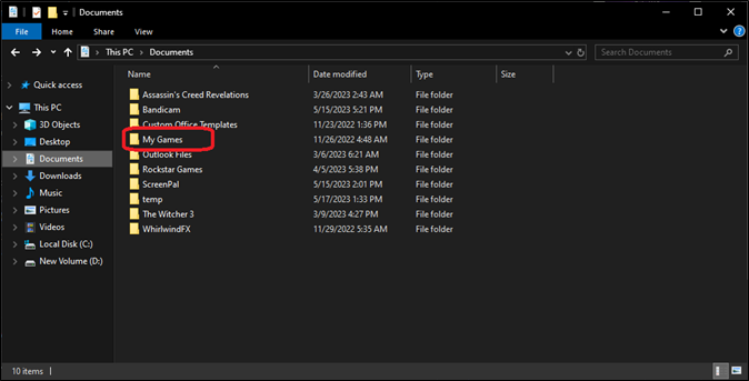 my games folder