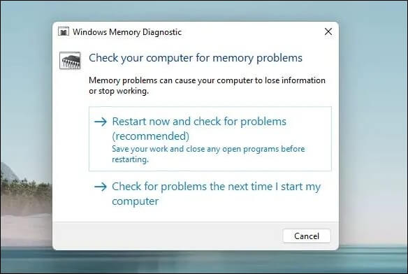 Check Memory issue on Windows PC