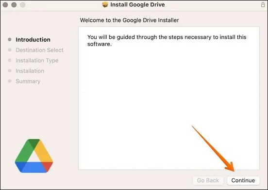 Google Drive Installer on macOS