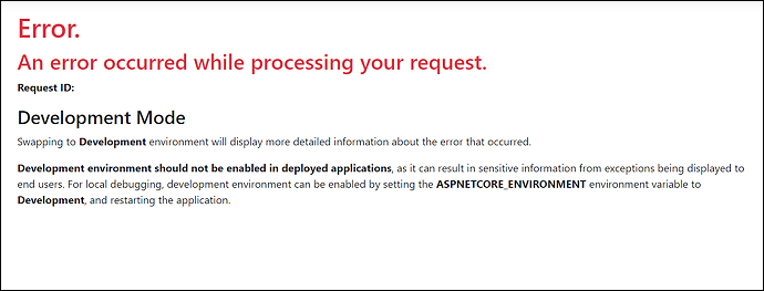 error occurred while processing your request