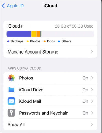 iCloud storage