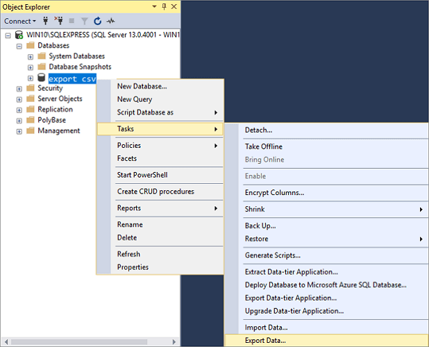 export data from SQL Server to Excel - 2