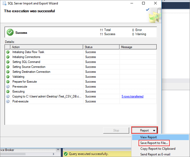 Open the restored SQL database in Excel.