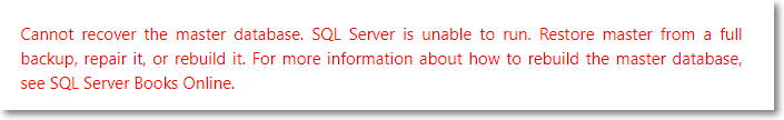 how to restore master database in SQL server