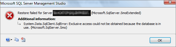 error - sql database is in use