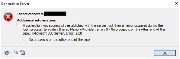 ms sql error code 233