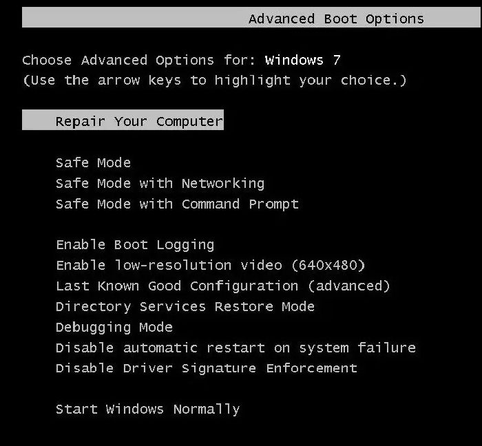 advanced boot options